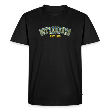 Gothenburg Est. 1975 - Men's Premium Organic T-Shirt - black - Front - Nico (187cm)