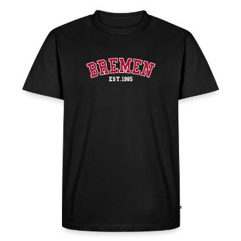Bremen Est. 1985 - Men's Premium Organic T-Shirt - black - Front - Nico (187cm)