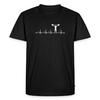 Haltérophilie Battement de cœur ECG Gym Fitness Barbell Tr - T-shirt Premium bio Homme - noir - Devant - Nico (187cm)