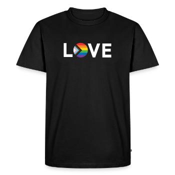 LGBT Pride Month - Love is Love - LGBTQIA+ Flag - Men's Premium Organic T-Shirt - black - Front - Nico (187cm)