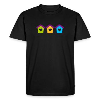 Nichoir Maison Jardin Coeur Enfants Maison Colorée - T-shirt Premium bio Homme - noir - Devant - Nico (187cm)