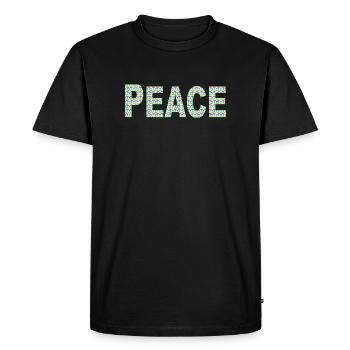Parole de paix avec signe de paix - T-shirt Premium bio Homme - noir - Devant - Nico (187cm)