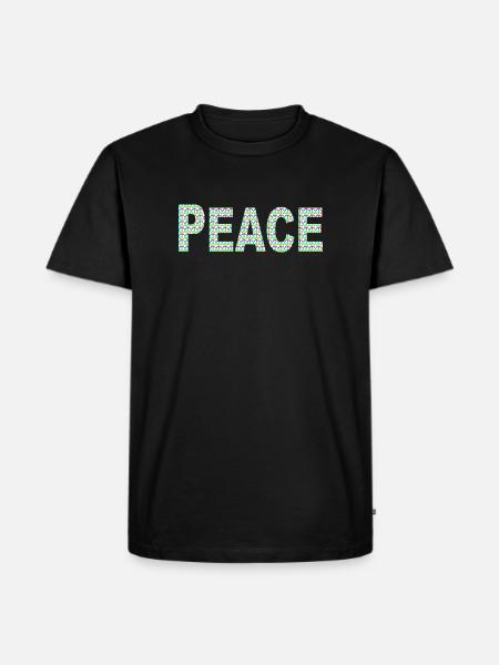 Peace Wort mit Peacezeichen - Männer Premium Bio T-Shirt - Schwarz