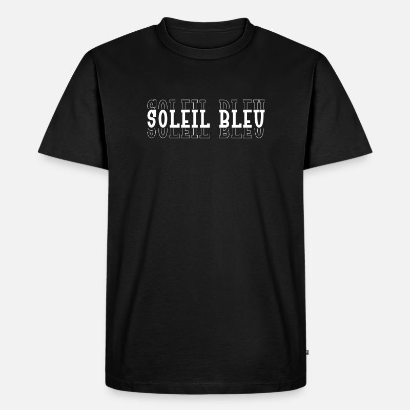 Typografisch Blaue Sonne - Männer Premium Bio T-Shirt - Schwarz