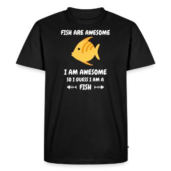 Drôle de conception de poisson - T-shirt Premium bio Homme - noir - Devant - Nico (187cm)