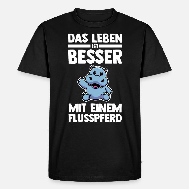 Nilpferd Flusspferd - Männer Premium Bio T-Shirt - Schwarz