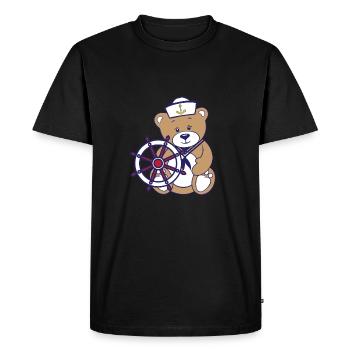 Nounours en marin - T-shirt Premium bio Homme - noir - Devant - Nico (187cm)