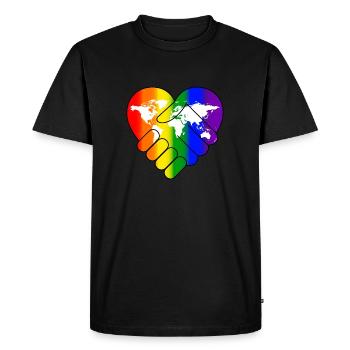 Rainbow Flag Peace Hippie Gift LGBT - Men's Premium Organic T-Shirt - black - Front - Nico (187cm)