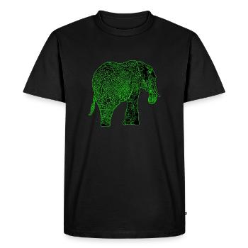 Éléphant vert noir, abstrait, fou - T-shirt Premium bio Homme - noir - Devant - Nico (187cm)