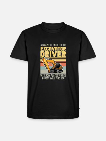 Lustiger Bagger Spruch für Baggerfahrer - Männer Premium Bio T-Shirt - Schwarz