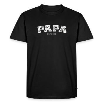 Papa Est. 2026 - Men's Premium Organic T-Shirt - black - Front - Nico (187cm)