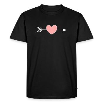 Pink Heart Arrow Hearts Gift Valentine's Day - Men's Premium Organic T-Shirt - black - Front - Nico (187cm)