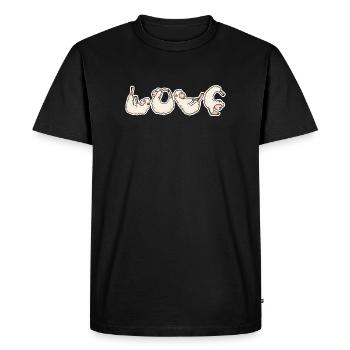 Les moutons AIMENT le yoga - T-shirt Premium bio Homme - noir - Devant - Nico (187cm)