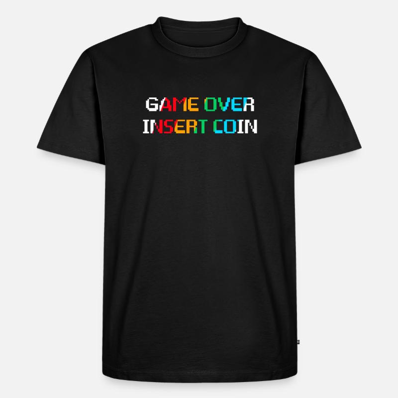 Game Over Münze einwerfen (dunkel) - Männer Premium Bio T-Shirt - Schwarz