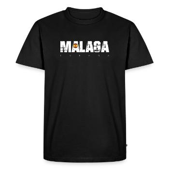 Malaga Distressed Text with Spain Flag - Men's Premium Organic T-Shirt - black - Front - Nico (187cm)
