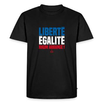 LIBERTE EGALITE RHUM ARRANGE ! Buveurs de rhum - T-shirt Premium bio Homme - noir - Devant - Nico (187cm)