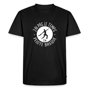 J'ai pas le temps j'ai Pelote Basque - T-shirt Premium bio Homme - noir - Devant - Nico (187cm)