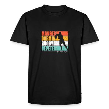 Manger Dormir Rugby Repeter. Pour les fans rugby - T-shirt Premium bio Homme - noir - Devant - Nico (187cm)