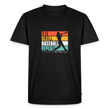 Eat Sleep Baseball repeat. U.S. Sports Fans - Men's Premium Organic T-Shirt - black - Front - Nico (187cm)