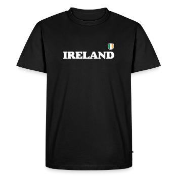 Bold Ireland Wordmark with Shield Crest - Men's Premium Organic T-Shirt - black - Front - Nico (187cm)