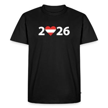 J’aime l’Autriche 2026, vacances en Autriche 2026 - T-shirt Premium bio Homme - noir - Devant - Nico (187cm)