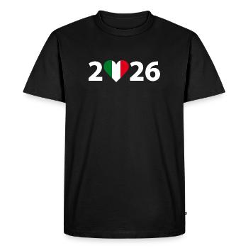 I love Italy 2026, Italy 2026 - Men's Premium Organic T-Shirt - black - Front - Nico (187cm)