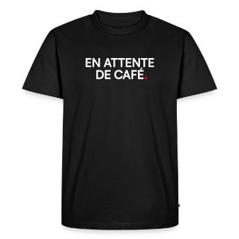 Waiting for coffee humor morning - Men's Premium Organic T-Shirt - black - Front - Nico (187cm)