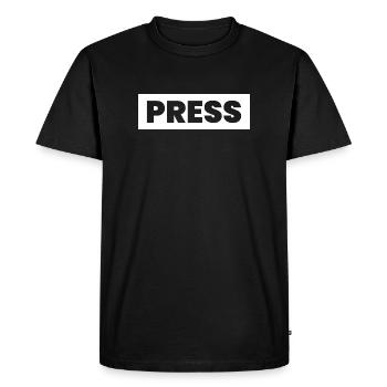 Press Design Saying "PRESS" Media News Journalists - Men's Premium Organic T-Shirt - black - Front - Nico (187cm)