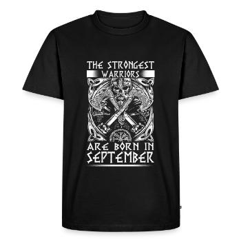 September - Viking - birthday - EN - Men's Premium Organic T-Shirt - black - Front - Nico (187cm)