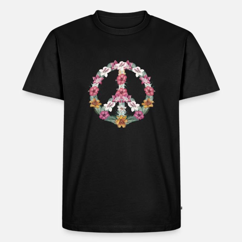 Blume Frieden - Männer Premium Bio T-Shirt - Schwarz