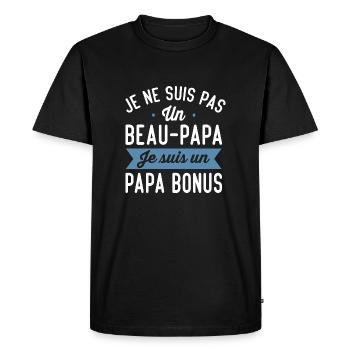 Je Suis Pas Beau-Papa Je Suis Un Papa Bonus Cadeau - T-shirt Premium bio Homme - noir - Devant - Nico (187cm)