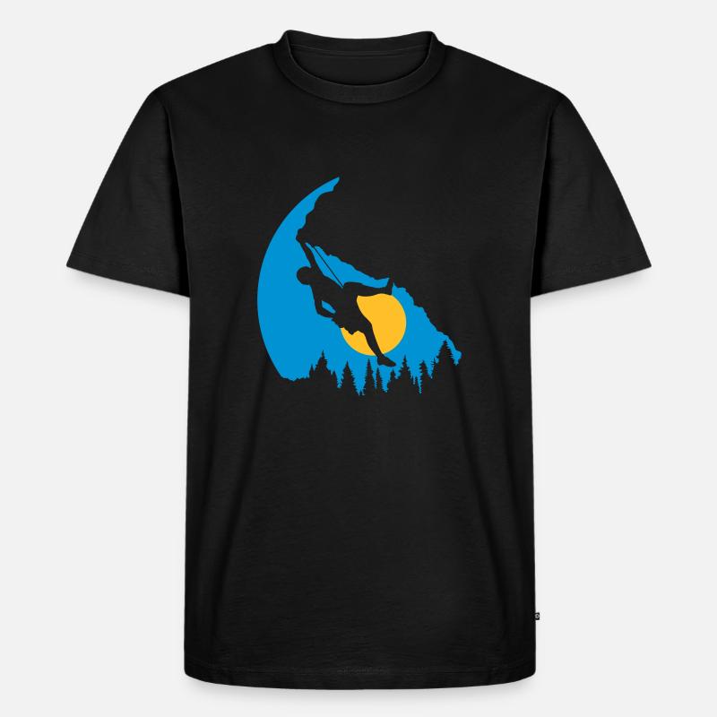 Bäume Sonne Klettern Silhouette - Männer Premium Bio T-Shirt - Schwarz