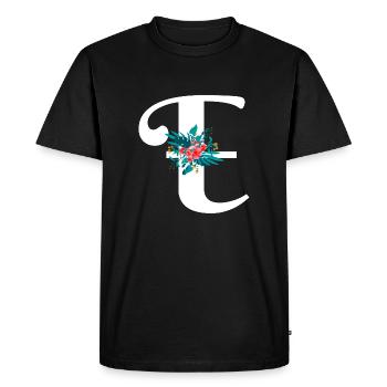 letter E flowered - Men's Premium Organic T-Shirt - black - Front - Nico (187cm)