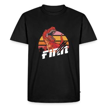 FINN - Beautiful boy name with T-REX Dino - Men's Premium Organic T-Shirt - black - Front - Nico (187cm)
