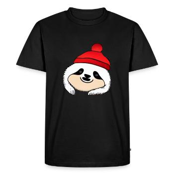 Paresseux Noël mignon drôle paresseux animal 03 - T-shirt Premium bio Homme - noir - Devant - Nico (187cm)