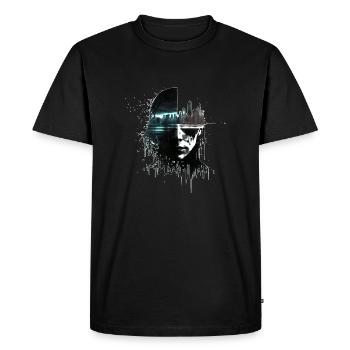 Un hacker solitaire dans une ville dystopique - T-shirt Premium bio Homme - noir - Devant - Nico (187cm)