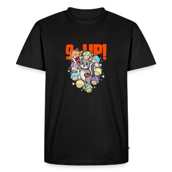 Gaming Gamer 9 Life Cat Level Up Chaton chat drôle - T-shirt Premium bio Homme - noir - Devant - Nico (187cm)