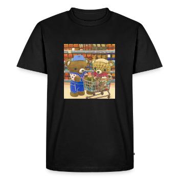 Ours en peluche moelleux faisant ses courses au supermarché - T-shirt Premium bio Homme - noir - Devant - Nico (187cm)