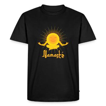 Namasté - méditant cher soleil - T-shirt Premium bio Homme - noir - Devant - Nico (187cm)