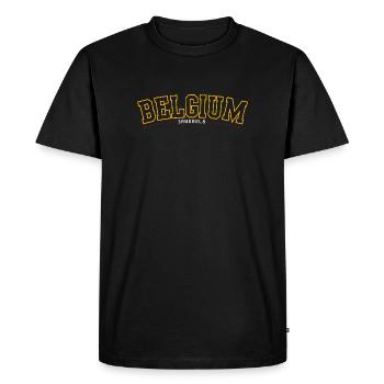 Brussels Vintage Typography - Men's Premium Organic T-Shirt - black - Front - Nico (187cm)