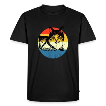 Retro Vintage Cute Cat Sunset Design - Men's Premium Organic T-Shirt - black - Front - Nico (187cm)