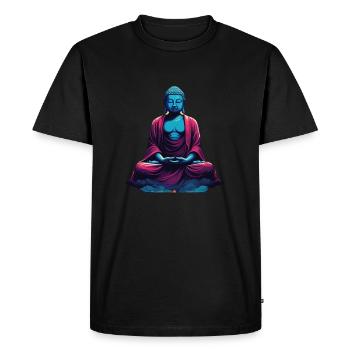Blue Buddha in meditation contemplation duality - Men's Premium Organic T-Shirt - black - Front - Nico (187cm)