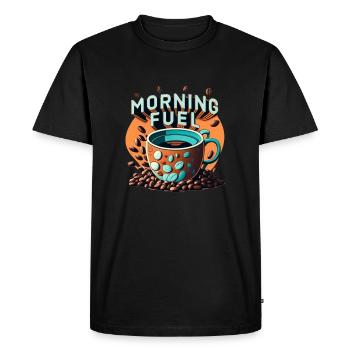 Carburant du matin - T-shirt Premium bio Homme - noir - Devant - Nico (187cm)
