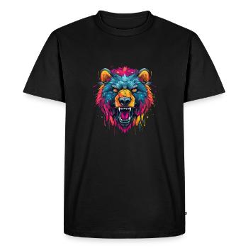 Angry Bear, Graffity Style, Grizzly, Strong - Men's Premium Organic T-Shirt - black - Front - Nico (187cm)