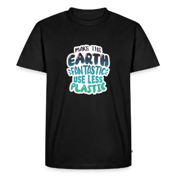 Reduce plastic - Men's Premium Organic T-Shirt - black - Front - Nico (187cm)