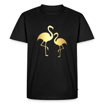Flamingo doré - T-shirt Premium bio Homme - noir - Devant - Nico (187cm)