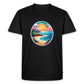 plage vacances soleil mer - T-shirt Premium bio Homme - noir - Devant - Nico (187cm)