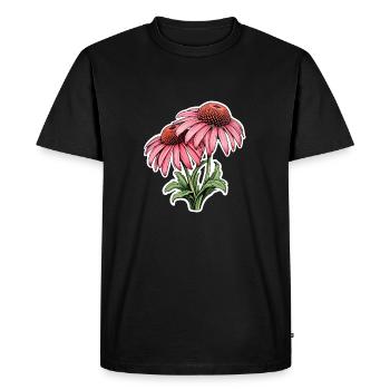Échinacée 2 Fleurs - T-shirt Premium bio Homme - noir - Devant - Nico (187cm)
