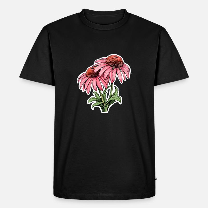 Echinacea 2 Blüten - Männer Premium Bio T-Shirt - Schwarz