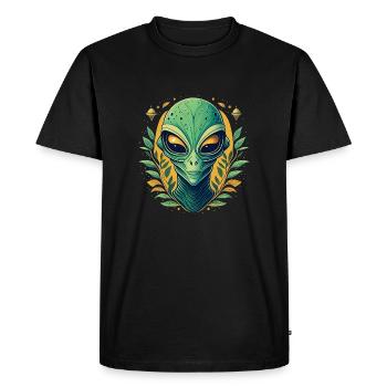 Nature Alien Green Alien Face - Men's Premium Organic T-Shirt - black - Front - Nico (187cm)